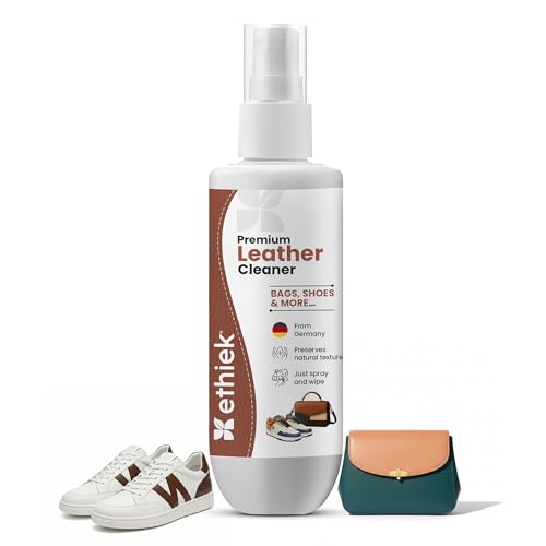 Image of ETHIEK Leather Cleaner for Bags, Shoes & Jackets | Gentle Daily Cleaner | Removes Dirt, Refreshes Texture & Revives Natural Shine, 100 ml