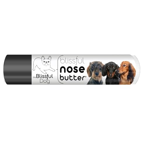 Image of The Blissful Dog Daschund Nose Butter for Dry, Cracked Skin, Lick-Safe Dog Nose Balm with Moisturizing Shea Butter, Almond, Olive, and Essential Oils, Pet Supplies, Uncented, 0.15 oz.