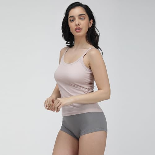 Image of Amul Comfy Pack of 3 Pure Cotton Soft Light Weight Solid Women Camisole(Assorted Colours May Vary)