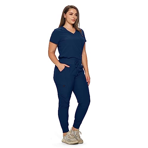 Image of Monarch Uniforms Slim Fit Stretchy Scrubs Women's Jogger Scrub Set Slim Jogger Scrubs with Tuck-In Top for Women