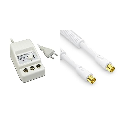 Amplificateur d'interieur UHF contre la perte de signal TV avec cable IEC blanc