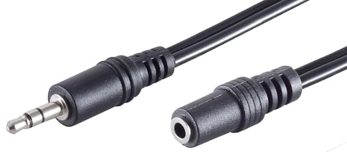 1 câble jack 3,5 mm noir de 10 m - Fiche stéréo et coupleur - Rallonge audio - Connecteurs moulés - Contacts nickelés - Idéal pour les écouteurs et les haut-parleurs