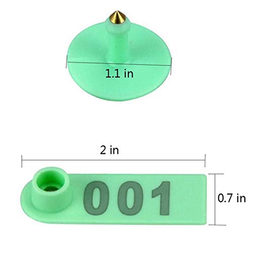 Foto von MAKIVI Livestock Tier Ear Tag , mit Nummer 001-100 Ohrmarken und 3 Pins, für die Installation von Rinderschweinen Ohrmarken