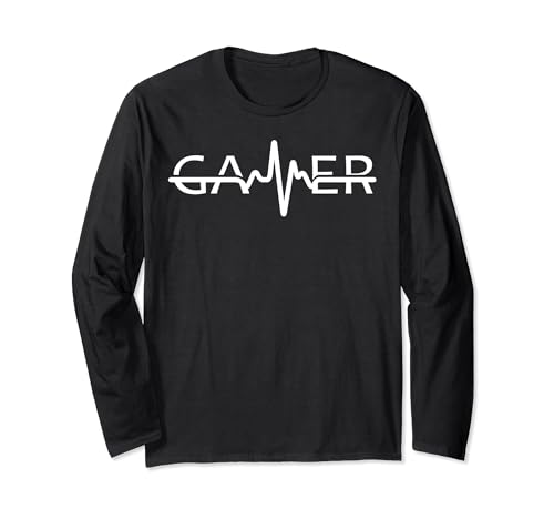 Gamer Heartbeat Video Games Gráfico - Cool Video Gamer Guys Manga Larga