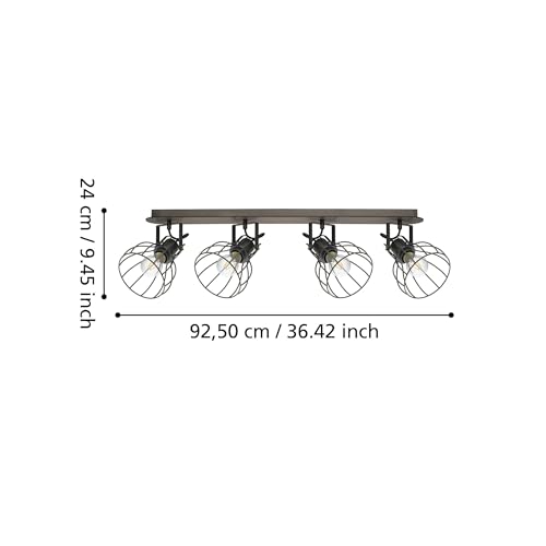 Plafonnier Eglo Sambatello marron avec 4 spots orientables E27 style rétro