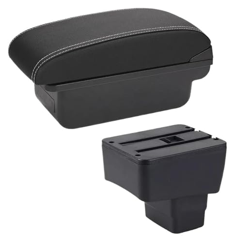 車用アームレスト 用 マツダ 2 CX-3 車用アームレスト収納ボックスアクセサリー レトロフィットセンターコンソール(C3 Black white NO USB)