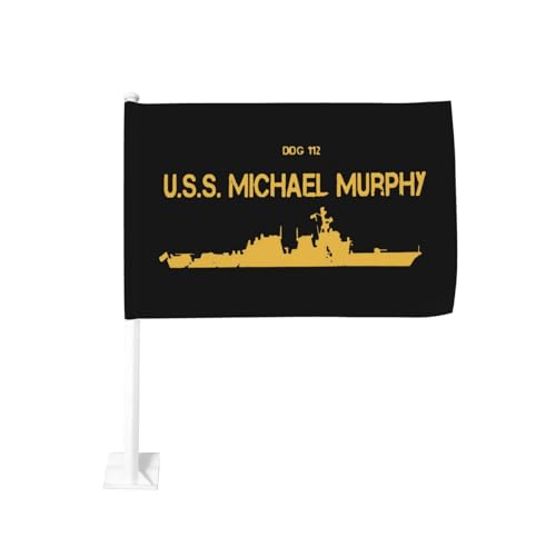 DDG 112 USS Michael Murphy Car Flag 12x18 Inch Window Clip Flag - Double Sided Fade Resistant Outdoor Decoration Let Your Cars Stand Out
