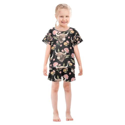 senya High Cows with Flowers A Summer Pajamas Set Short Cotton Sleepwear 2 Piece3