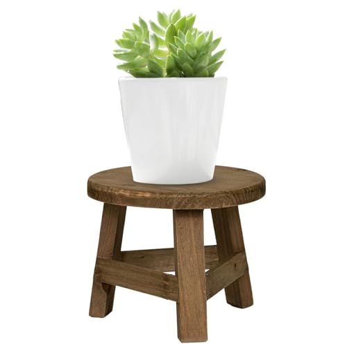 Ocastuted Soporte de madera para plantas, taburete de madera pequeño, soporte moderno para exhibición de flores, taburete decorativo para jardín, mesa redonda para plantas de interior para decoración