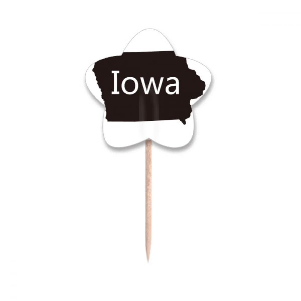 Cure-dents Iowa USA avec drapeaux et étoiles pour décoration de cocktail en bois naturel