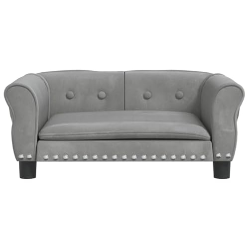 vidaXL Hundebett, Hundekissen mit weicher Polsterung, Hundesofa Hundecouch für kleine Hunde Haustiere, Haustierbett Katzenbett, Hellgrau Samt