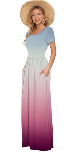Image of AUSELILY Women's Classic Short Sleeve Loose Plain Casual Long Maxi Dresses for Women 2026
