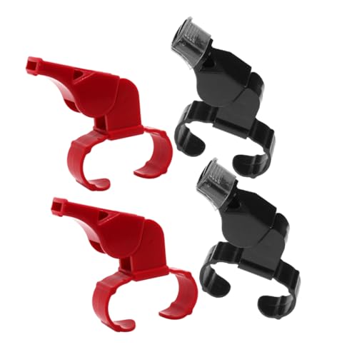 balacoo 4pcs Hand Held Sports Whistle with Finger Ring Loud Dual Tone Whistles for Referees and Outdoor Activities for Basketball Football and Volleyball