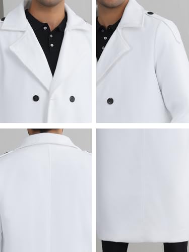 Image of Lars Amadeus Men's Winter Pea Coat Notch Lapel Double Breasted Solid Color Overcoat