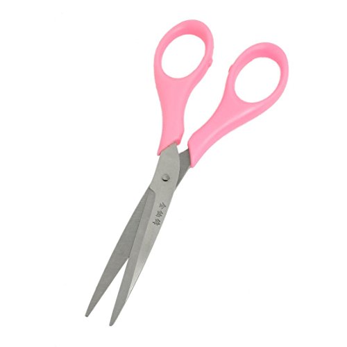 Home Office Straight Scissors with Pink Handles / Metal Blade 6.7 Inches for Paper/Sewing