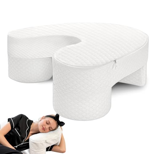 JZHLLA 5.5 Inch Pillow for Side Sleepers with Shoulder Pain Arm Channel Design, 40D Memory Foam for Support, Ergonomic Contour & Skin-Friendly Cover Relieves Pressure for Comfortable Sleep