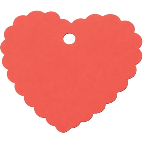 Image of CVANU (100-PCS) Decorative Heart Shape Color Paper Tags & Finish Cut Hole for Hanging with Jute Rope for Gift & DIY Crafts| Message Note| Labeling & Writable (2.16x2.36inch) Dark Orange