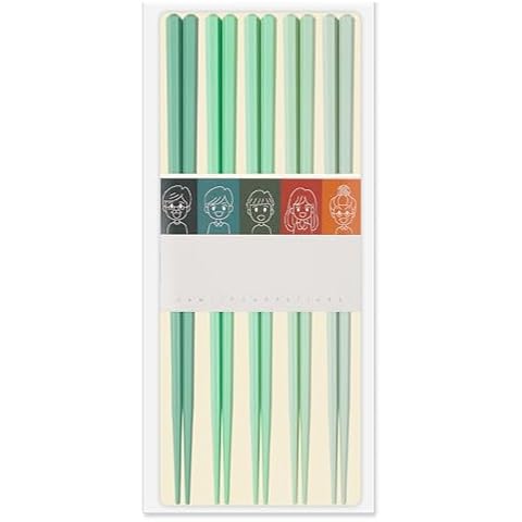 5 Pairs Chopsticks-Reusable Chopsticks Dishwasher Safe, 9.57 inch/24.3cm Fiberglass Non-Slip for Family/ Restaurant Sushi Ramen Rice Chinese Japanese Korean Chop Sticks, Gradient, Gradient Green Cover