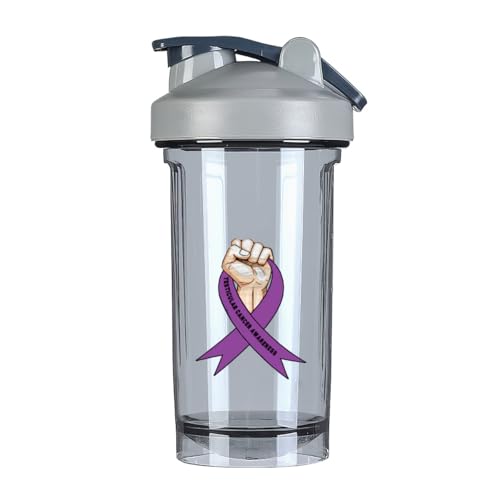 Testicular Cancer Awareness 1 18 Ounce Shaker Bottle Drink Mixer Leak-proof Pre Workout Protein Shakes Meal Replacement Shakes Bottles 500ML/18 Oz Gray