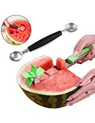 Watermelon Slicer Stainless Steel,Melon and Cantaloupe Fruit Slicer,Melon Baller Scoop Set for Melon Cutter and Cantaloupe Scooper Fruit Service Tool Kitchen Gadgets