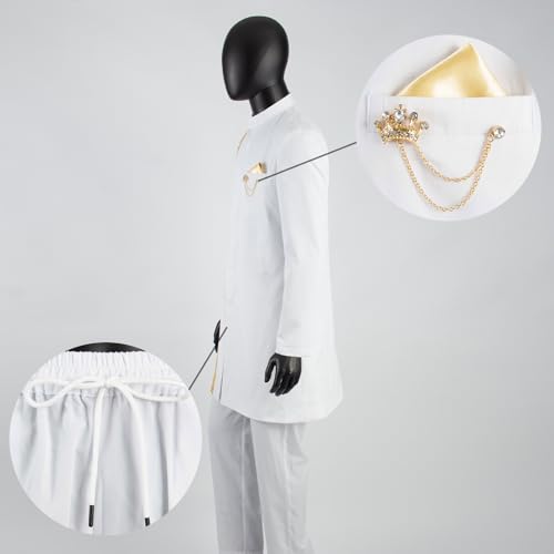 African Clothes for Men Slim Fit Embroidery Blazer and Pants Set Dashiki Outfits Jacket Chain Kerchief4