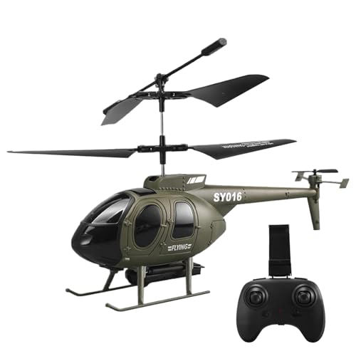 AZIDWERYQ Helicóptero RC con cámara HD 6 Canales 2.4Ghz 350mAh Helicóptero de Control Remoto Durante 15 Minutos de Vuelo Fácil Montaje Avión ABS RC, Regalos para niños, Avión Verde Militar