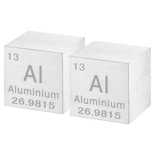 Image of uxcell 1 Inch Aluminum Cube High Density Metal Element Cube 2 Pcs | Chemical Elements Collection Science Education Experiment Application Silver