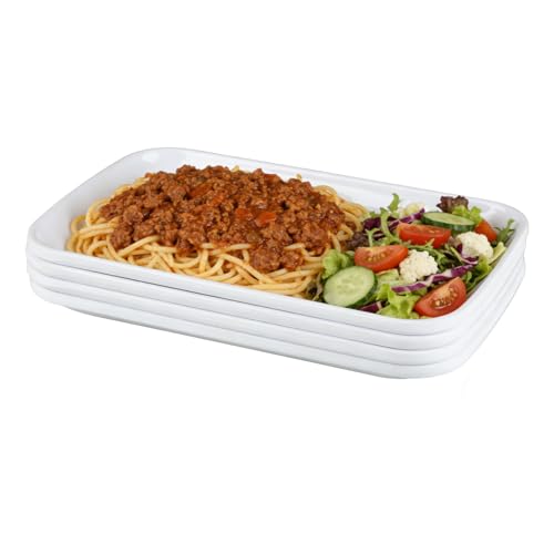 Doafoce Juego de 4 Platos rectangulares (Bandeja pequeña, plástico, melamina, Platos, Platos, Platos, para Pasteles, postres, ensaladas, Sushi, buffets, antipasti, 19 x 12 cm)