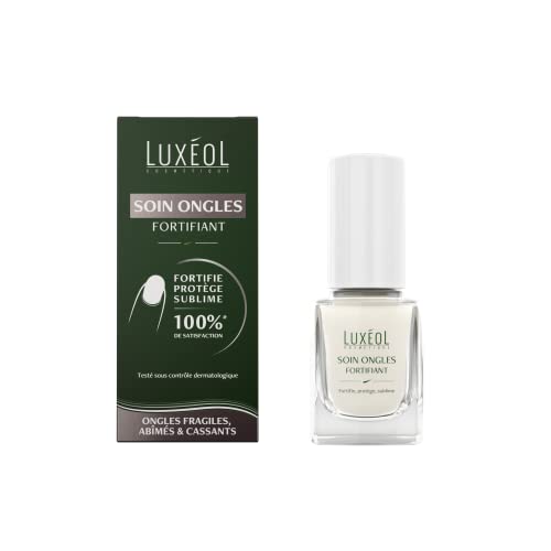 LUXÉOL - Soin Ongles Fortifiant - Protège & Sublime - Vernis Gel Soin Fortifiant - Ongles Fragiles, Abîmés & Cassants - Programme 4 Semaines - 11ml, Blanc