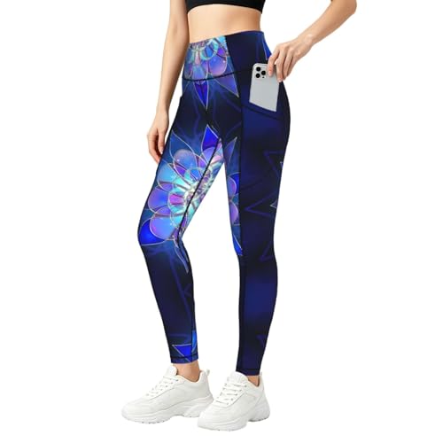 Pantalones de yoga bohemios para mujer leggings elásticos de cintura alta con bolsillo