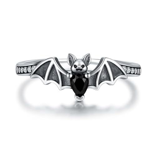 Zepmais Gothic Bat Ring 925 Sterling Silver for Women - Halloween Jewelry Gifts for Dark Fashion Lovers (7)