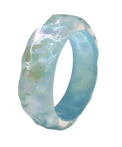 Boho Colorful Shimmer Acrylic Resin Bangle Bracelet Transparent Plastic Wristbands Wide Irregular Geometric Cuff Bangle Bracelet for Women Jewelry