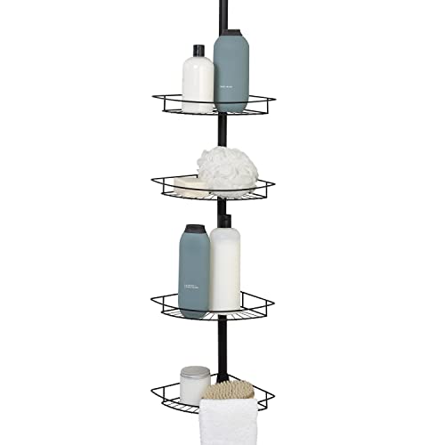 Zenna Home Duschablage mit Spannstangen, 4 Etagen, mit Handtuchstangen, 152,4 cm bis 246,4 cm, mattschwarz Cover