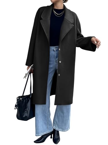 Image of Cicy Bell Womens Long Fall Pea Coat Casual Slim Fit Notched Collar Trench Coats Single Breasted Jacket