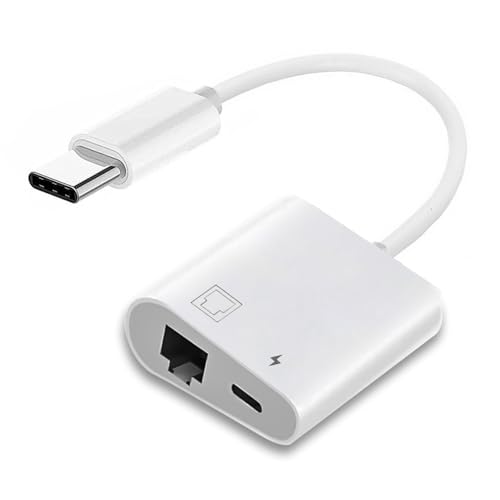 NFHK Type C USB-C to 100Mbps Networking RJ45 with PD Power Charge Adapter Compatible with Laptop Tablet Phone