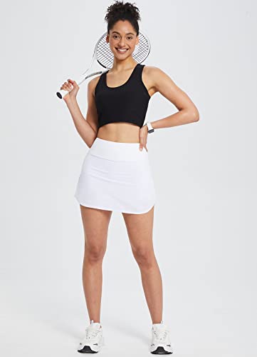 Baleaf Women's Pleated Tennis Skirts High Waisted Lightweight Athletic Golf Skorts Skirts With Shorts Pockets White Medium #TOP2