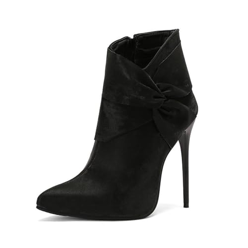 Bottines pour Femmes à Talons Aiguilles de 12CM et Bout Pointu avec Fermeture Éclair