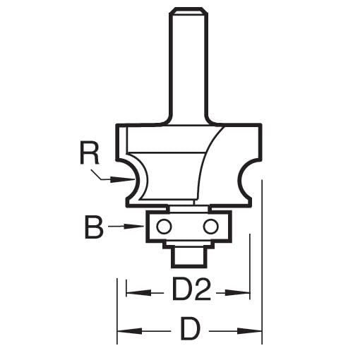 Trend Professional Bearing Guided Corner Bead Router Cutter, 1/2 Inch Shank, 31.9mm Cut Diameter, 16mm Bearing Diameter - Image 3
