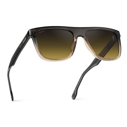 WMP Eyewear - Men's Bold Flat-Top Square Sunglasses, Polarized Lenses, 100% UV Protection, Lightweight & Durable