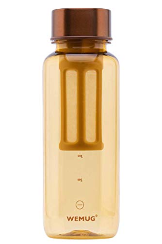 WEMUG - Botella de cobre para té y café, botella de té y café, con filtro de plástico Tritan sin BPA, 650 ml, peso ligero, perfecto para té/café en la marcha, 3 colores (amarillo)
