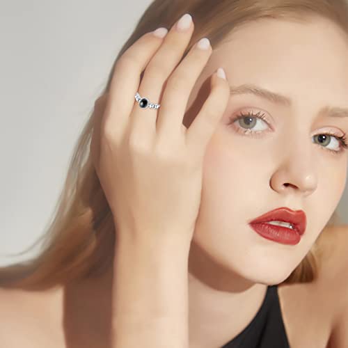 Brisskaari Mood Ring For Women Girls 925 Sterling Silver Open Adjustable Anti-Anxiety Ring Fidget Ring Multi Color Change Ring #TOP4