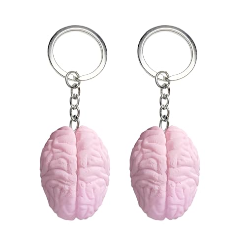 SAMIQU 2Pcs Funny Anatomical Brain Keychain – 3D Printed Organ