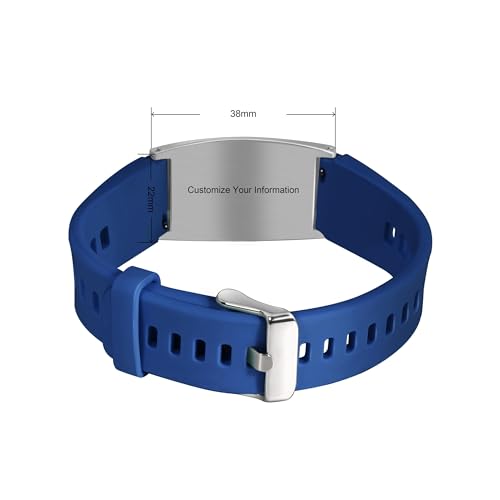 BURISSKY Personalized Medical Alert Bracelets for Women & Men with Free Engraving, Adjustable Waterproof Wristband Emergency Medic ID Silicone Band
