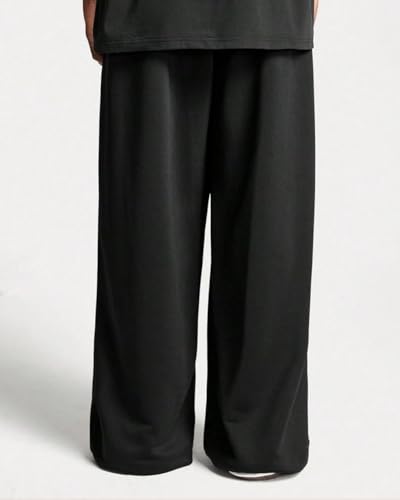 Image of Black Oversize Track Pants | BROO KLYN Print | Lounge Joggers