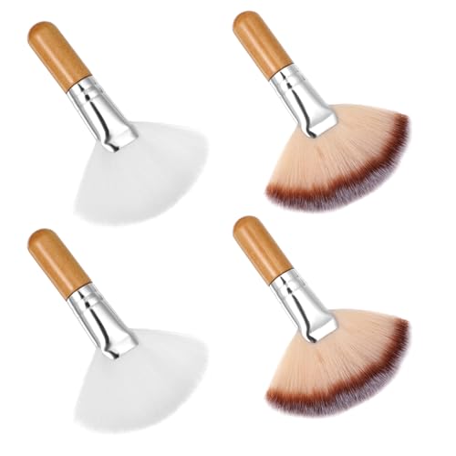 Matwsec 4PCS Fan Brushes Esthetician Facial Brushes Esthetician Soft Fan Blush Brush for Powder Blush Body Powder Brush Face Makeup Tools