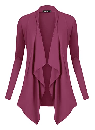 Image of Urban CoCo Women's Drape Front Open Cardigan Long Sleeve Irregular Hem