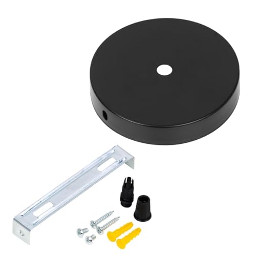 WUSJCOF 1 pieza Caja de conexión, Pantalla redonda con 1 agujero, Rosetón de techo, Adecuado para todas las lámparas, de metal, Para colgantes, Con anillo roscado, ajustable de 100 cm (100x20mm)