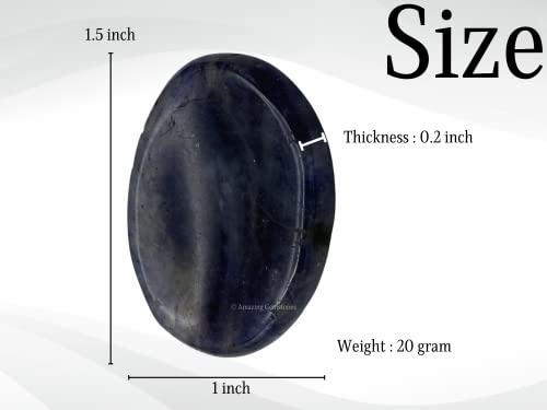 Image of Amazing Gemstone Iolite Worry Stone, Healing Crystals - Piedra Crystal Fidget for Gift, Meditation, Calming, Relaxation, Stress Relief