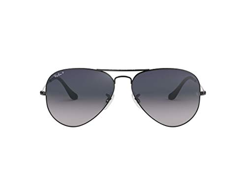 Ray-Ban RB3025 Aviator Gradient Polarized Unisex Sunglasses (Gunmetal Frame / Polarized Blue Gradient Gray Lens 004/78, 58)