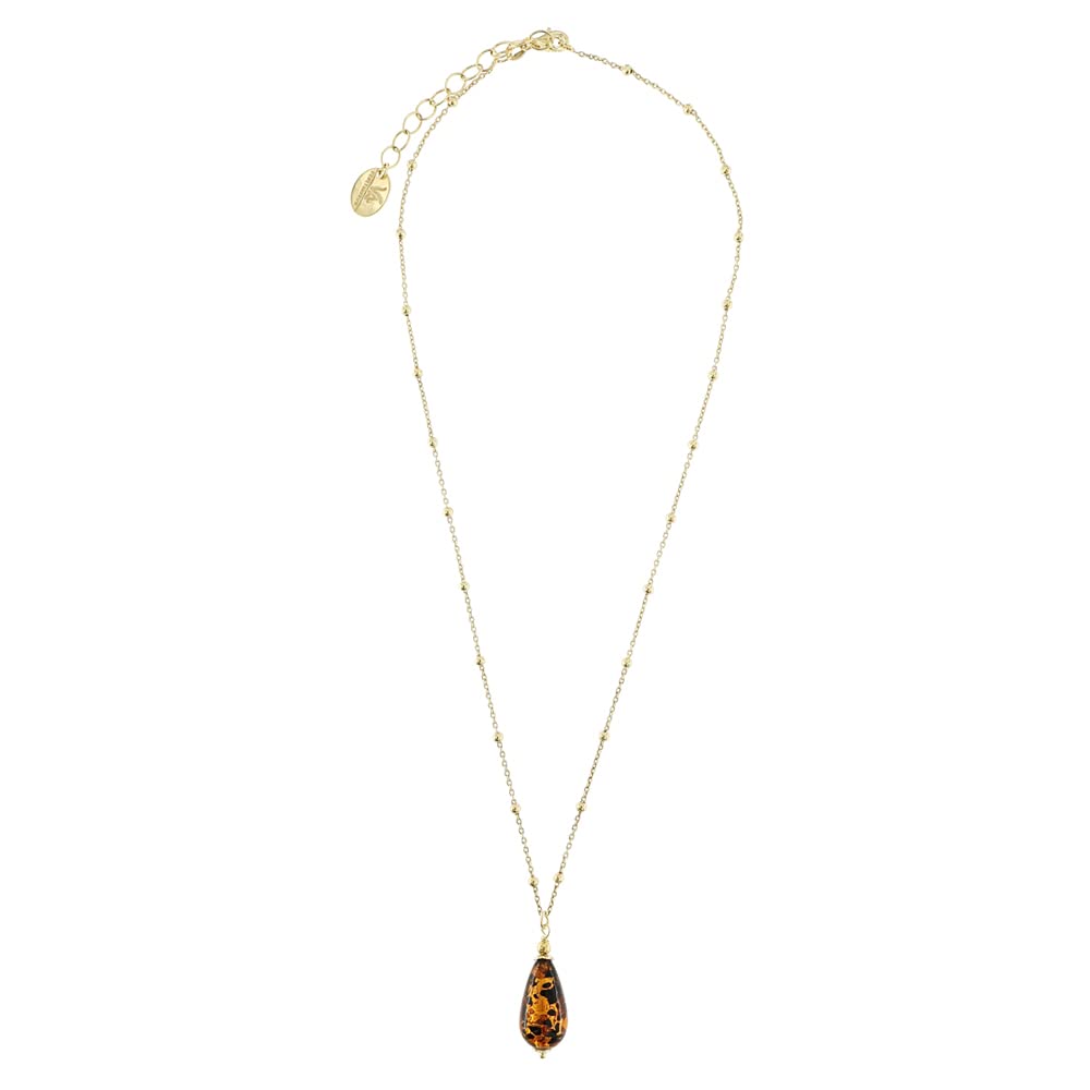 Venetiaurum - Collana per Donna con Pendente a Goccia in Vetro Originale di Murano e Argento 925 - Gioiello Made In Italy Certificato